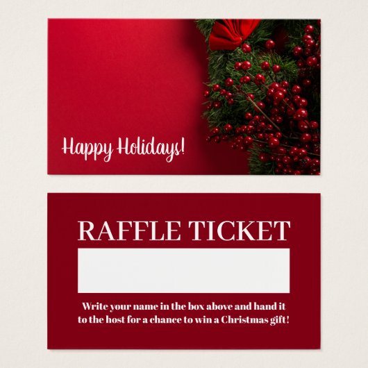 Red Berries & Mistletoe, Christmas Raffle Ticket (Vorne & Hinten)