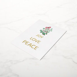 Red Berries Mistletoe Joy Liebe Peace Folien Feiertagspostkarte