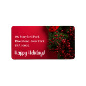 Red Berries & Mistletoe, Weihnachten Adressaufkleber (Vorne)