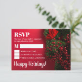 Red Berries & Mistletoe, Weihnachten UAWG RSVP Karte (Stehend Vorderseite)