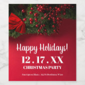 Red Berries & Mistletoe, Weihnachten Weinetikett (Einzelnes Label)