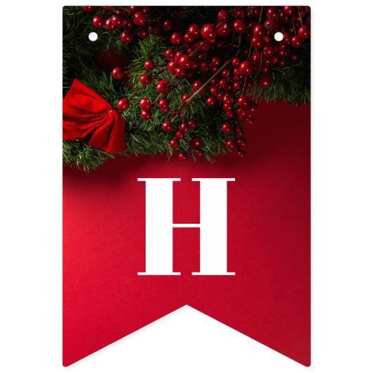 Red Berries & Mistletoe, Weihnachten Wimpelkette (Zweite Fahne)