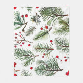 Red Berries & Pine Botanic Design Fleecedecke (Vorderseite)