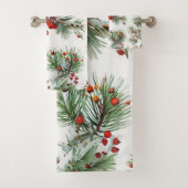 Red Berries & Pine Design Badhandtuch Set (Insitu)
