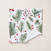 Red Berries & Pine Design Badhandtuch Set (Waschlappen)