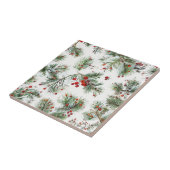 Red Berries & Pine Woodland Design Fliese (Seite)