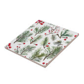 Red Berries & Pine Woodland Design Fliese (Seite)