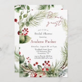 Red Berries Pine Wreath ist unser Brautparty Einladung (Vorne/Hinten)