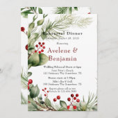 Red Berries Pine Wreath Wedding Probe Dinner Einladung (Vorne/Hinten)
