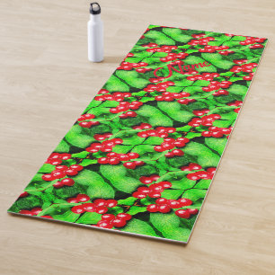 Red Berries Raindrops Abstrakt Nature Personalisie Yogamatte