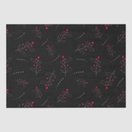 Red Berries und Blätter Weihnachten Schwarz Seidenpapier