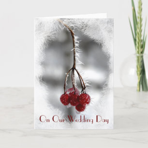 Red Berries und Frost Unser Hochzeitstag Karte