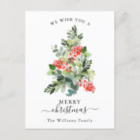Red Berries und Holly Xmas Baum Frohe Weihnachten