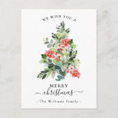 Red Berries und Holly Xmas Baum Frohe Weihnachten (Vorderseite)