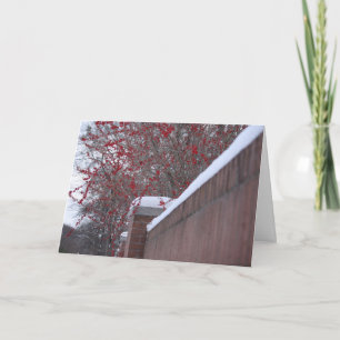Red Berries und Snowy Fence Weihnachtskarte Feiertagskarte