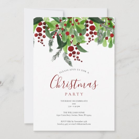 Red Berries Weihnachtsfeier Einladung (Vorderseite)