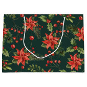 Red Berries Weihnachtsfeiertag Floral Große Geschenktüte (Vorderseite)
