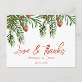 Red Berries Weihnachtsfest Hochzeit Danke Postkarte (Vorderseite)