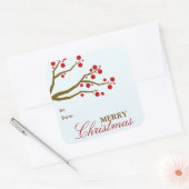 Red Berries Weihnachtsgeschenk Tag Sticker (Umschlag)