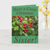 Red Berries Weihnachtskarte für Schwester Karte (Gelbe Blume)