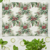 Red Berries Weihnachtsküche Handtuch (Gefaltet)