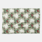Red Berries Weihnachtsküche Handtuch (Horizontal)