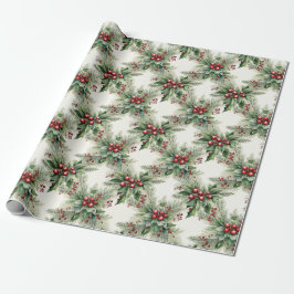 Red Berries Weihnachtswrapping Paper Geschenkpapier