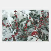 Red Berries Weihnachtswrapping Paper Geschenkpapier Set (Vorderseite)