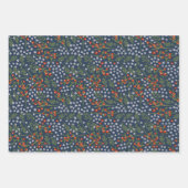 Red Berries Weiße Blume Kariert Strip Weihnachten Geschenkpapier Set (Vorderseite)