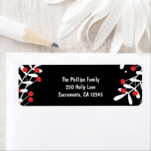 Red Berries & White Blätter Black Holiday Card (Insitu)