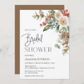 Red Berries Winter Floral Bridal Dusche Einladung (Vorne/Hinten)