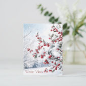 Red Berries & Winter Snow Scene  Postkarte (Stehend Vorderseite)