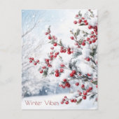 Red Berries & Winter Snow Scene  Postkarte (Vorderseite)