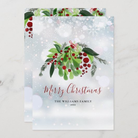 Red Berries Winter Snowflakes Weihnachten (Vorne/Hinten)