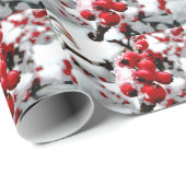 Red Berries Wrapping Paper Geschenkpapier (Rolleneckpunkt)