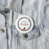 Red Berries Wreath and Red Cardinal Christmas  Button (Beispiel)