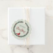 Red Berries Wreath and Red Cardinal Christmas Geschenkanhänger (Beispiel)