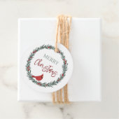 Red Berries Wreath and Red Cardinal Christmas  Geschenkanhänger (Beispiel)