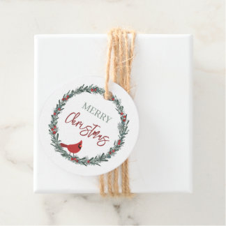 Red Berries Wreath and Red Cardinal Christmas Geschenkanhänger