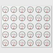 Red Berries Wreath and Red Cardinal Christmas Geschenkpapier (Flach)