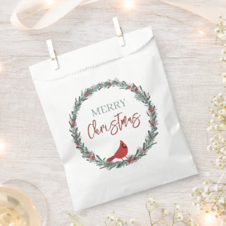 Red Berries Wreath and Red Cardinal Christmas Geschenktütchen
