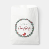 Red Berries Wreath and Red Cardinal Christmas Geschenktütchen (Vorderseite)