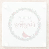 Red Berries Wreath and Red Cardinal Christmas Glasuntersetzer (Rückseite)