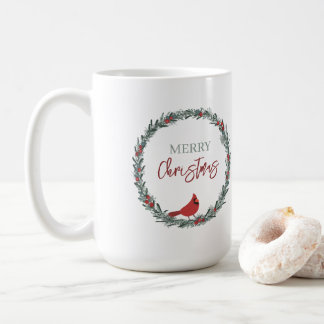 Red Berries Wreath and Red Cardinal Christmas Kaffeetasse