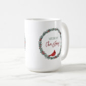 Red Berries Wreath and Red Cardinal Christmas  Kaffeetasse (VorderseiteRechts)