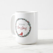 Red Berries Wreath and Red Cardinal Christmas  Kaffeetasse (Vorderseite Links)