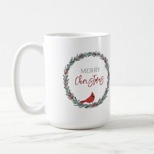 Red Berries Wreath and Red Cardinal Christmas Kaffeetasse (Links)