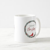 Red Berries Wreath and Red Cardinal Christmas Kaffeetasse (VorderseiteRechts)
