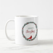 Red Berries Wreath and Red Cardinal Christmas Kaffeetasse (Links)