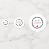 Red Berries Wreath and Red Cardinal Christmas Konfetti (Vorderseiten)